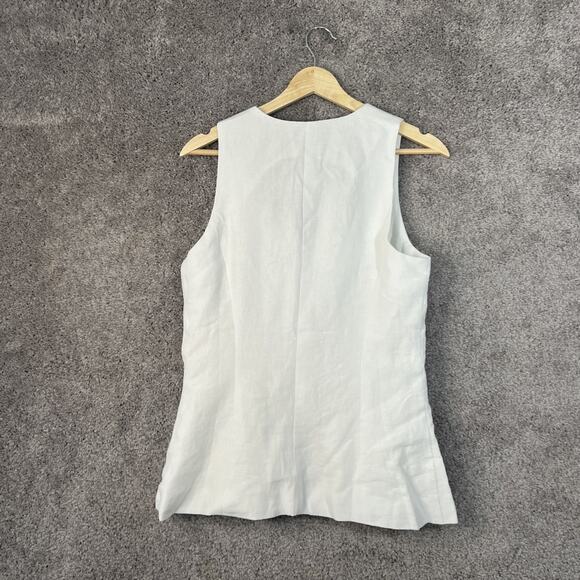 Madewell Womens Linen Vest Size 14 White Button Front Cut Away Tailored Lined - Picture 2 of 10